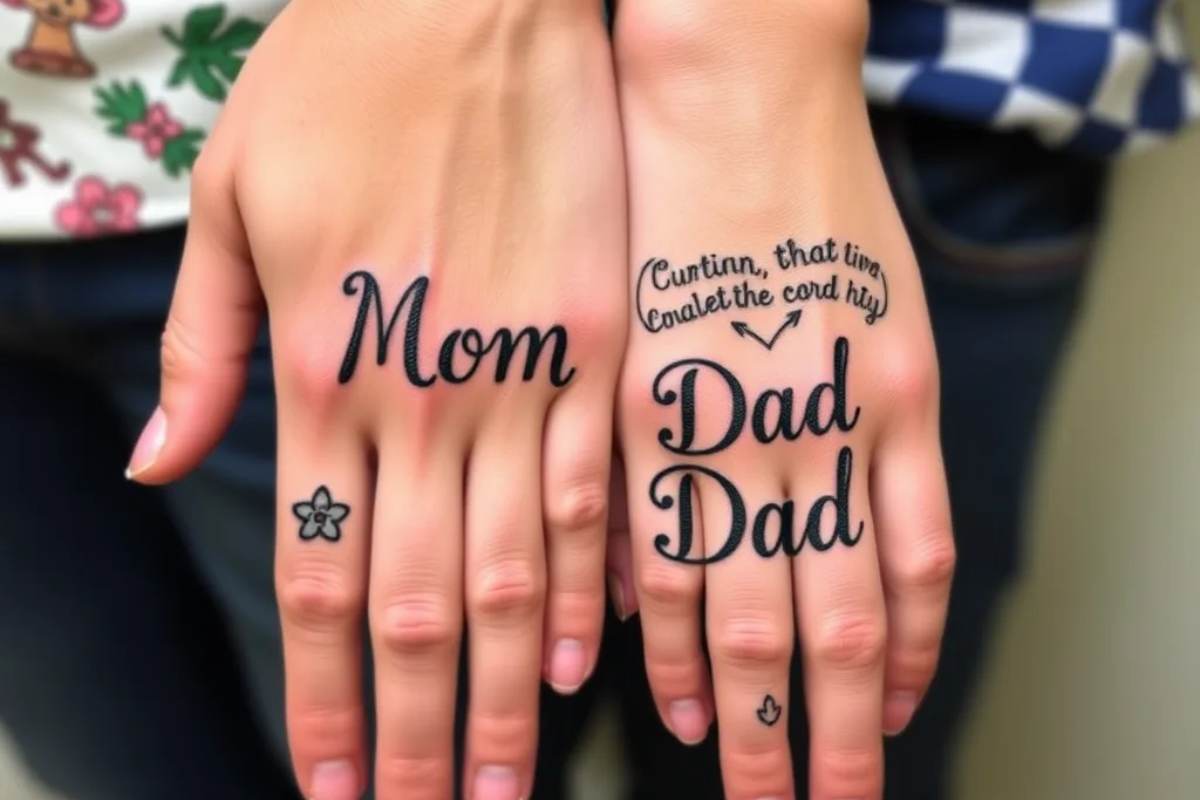 Mom Dad Tattoo On Hand For Girl