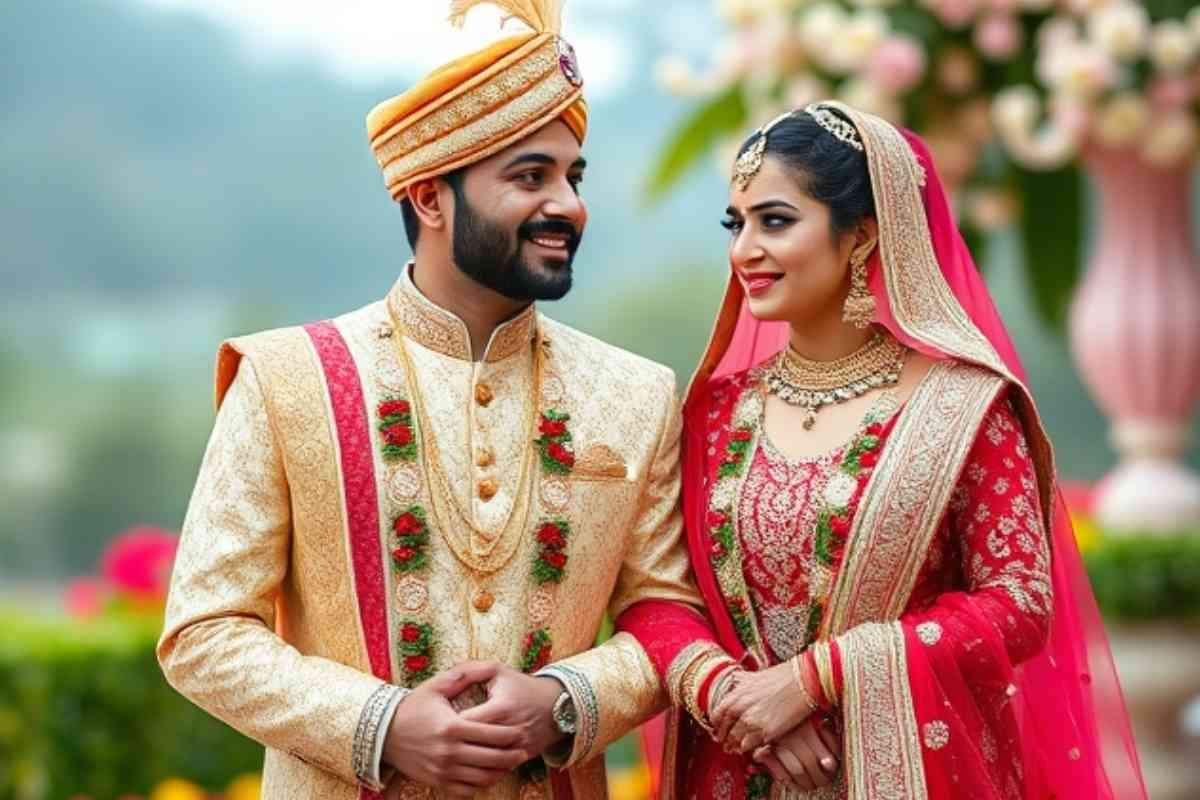 Couple Dress Combination Wedding Matching Lehenga And Sherwani