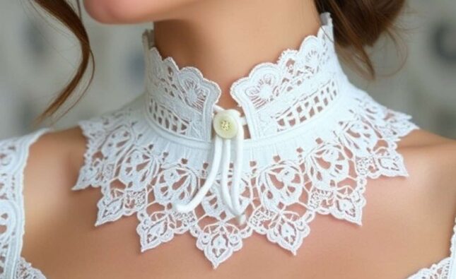 Elegant Neck Design With Lace And Button