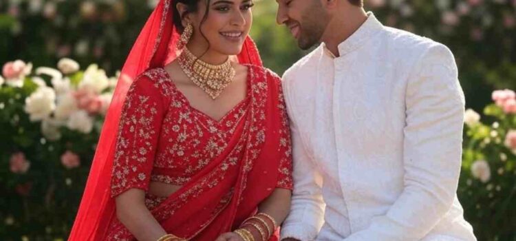 Wedding Matching Lehenga & Sherwani Couple Dress Combo
