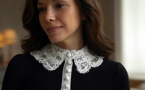 Elegant Neck Design With Lace And Button