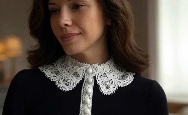 Elegant Neck Design With Lace And Button