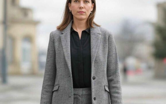 Grey Coat Pant With Black Shirt